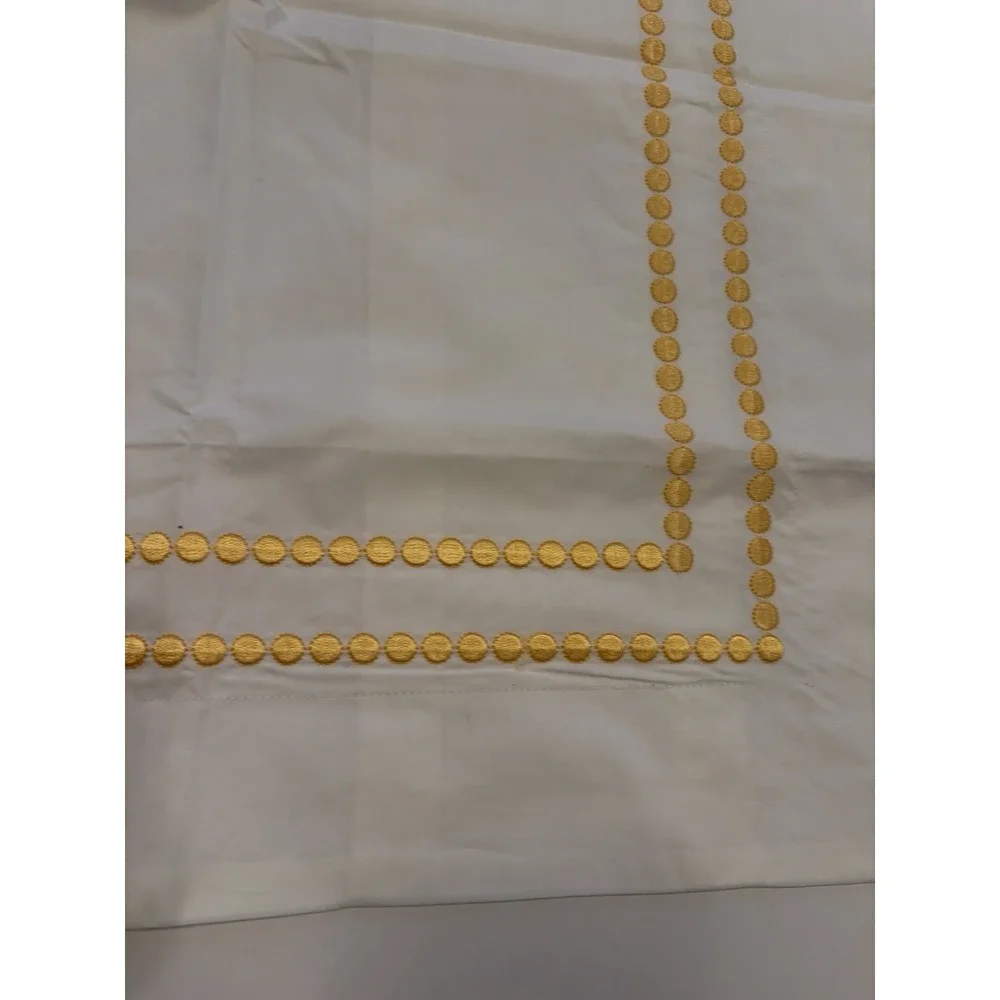 Potterybarn Gold Embroidered Pearls On White Euro Sham EUC 26x26 Cotton
